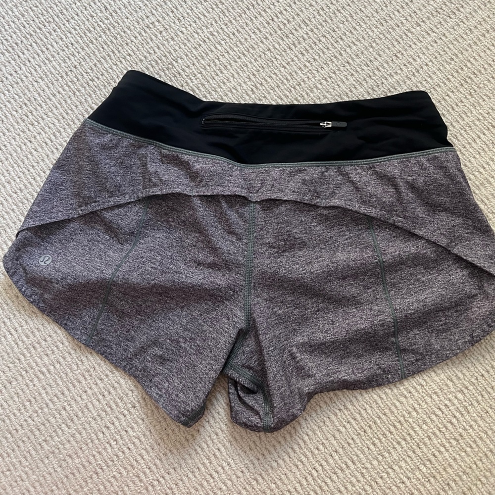 Lululemon speed-up shorts, Heather gray